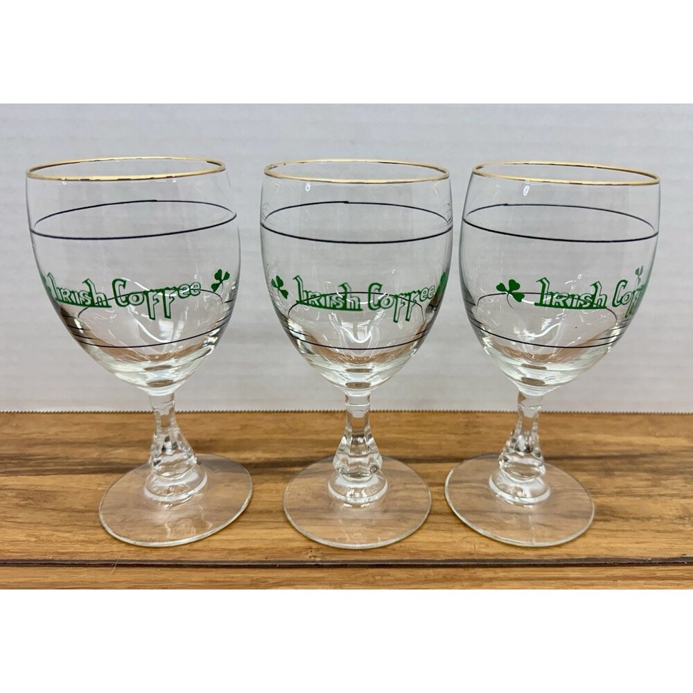 Set of 3 CRISTAL D'ARQUES Crystal Irish Coffee /Wine Glasses 22k Gold Trim